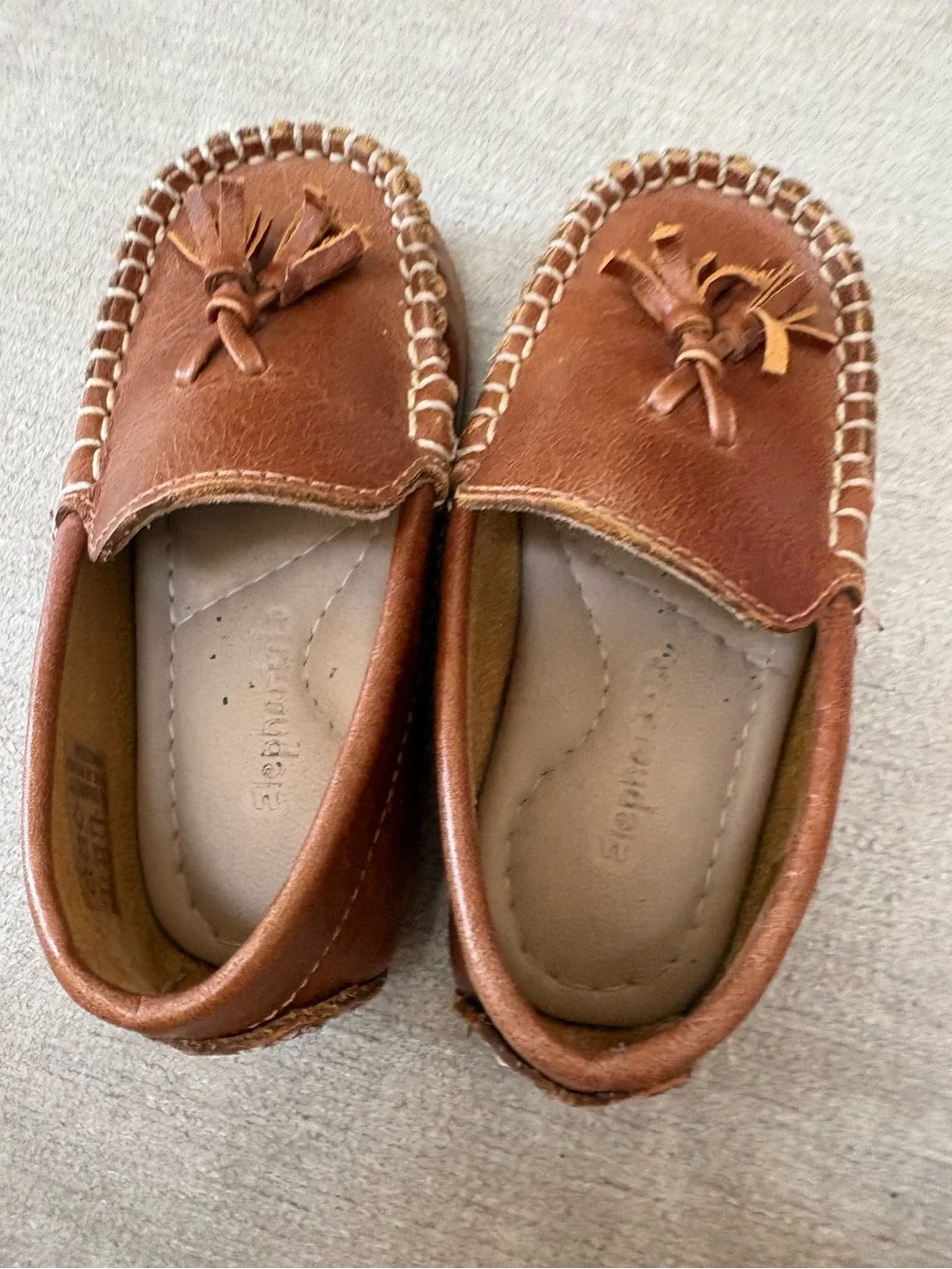 elephantito leather boy moccasin loafer brown tan formal shoes US 6.5 EU 22 12M